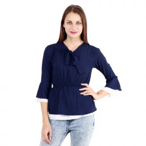 Shyammc  Navy Blue Crepe Tie Top for Women