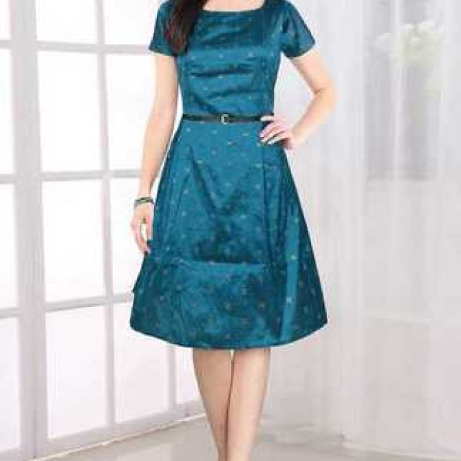 Isha 222 Green Taffeta Silk Party Wear Exclusive Designer Dress