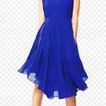 Women's Elegant Royal Blue Chiffon V-Neck Sleeveless Embellished A-Line Dress