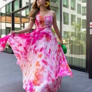 Pink Marshmello Tie & Dye Organza Dress