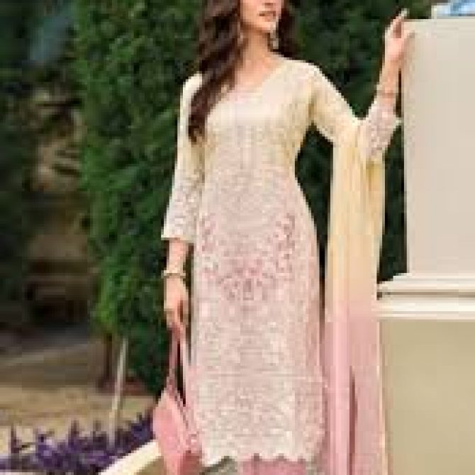 Autumnlane Faiza Pink Full Work Premium Pakistani Suit Set