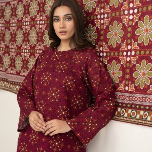 Naqsh Chunari Charm Duo – Women’s Maroon Printed Kurta Set