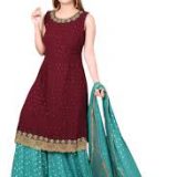 Women's Light Green Embroidered Net Lehenga Choli with Dupatta