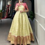Latest Silk Jacquard Gown with Zari Weaving Work | Ready To Wear