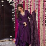 Elegant Purple Anarkali Suit Set - Festive Ethnic Wear
