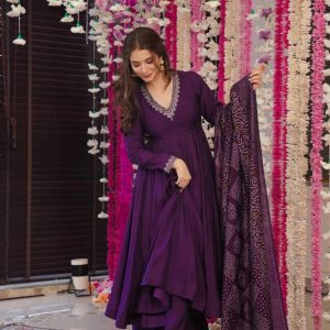 Elegant Purple Anarkali Suit Set – Festive Ethnic Wear