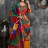 Vibrant Multi-Color Printed Kurti with Palazzo Pants and Dupatta Set
