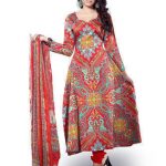 Elegant Red & Green Digital Print Anarkali Style Salwar Suit with Dupatta