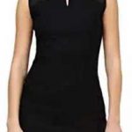 Black High-Neck Sleeveless Bodycon Midi Dress for Women
