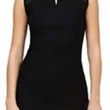 Black High-Neck Sleeveless Bodycon Midi Dress for Women