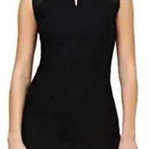 Black High-Neck Sleeveless Bodycon Midi Dress for Women