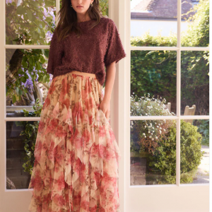 Blush Pink Layered Mesh Maxi Skirt