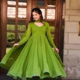 Elegant Lime Green Georgette Anarkali Suit with Dupatta