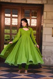 Elegant Lime Green Georgette Anarkali Suit with Dupatta
