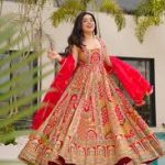 Luxurious Red and Gold Heavy Embroidered Anarkali Gown Suit Set