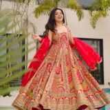 Luxurious Red and Gold Heavy Embroidered Anarkali Gown Suit Set